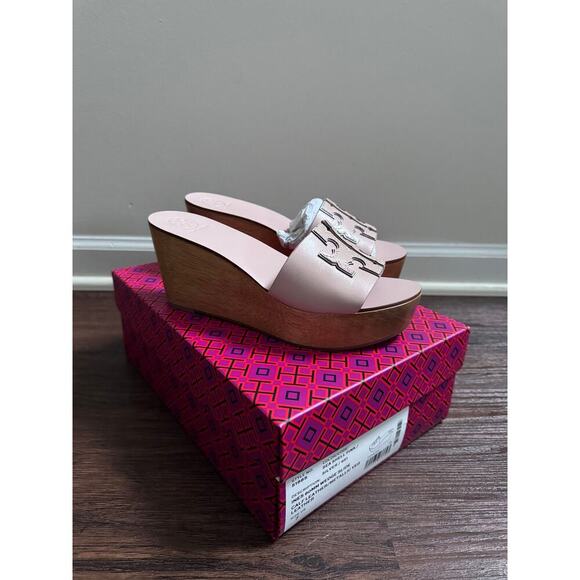 Tory Burch Shoes - Tory Burch Pastel Pink Leather Upper/Lining and Wood Bottom Platforms